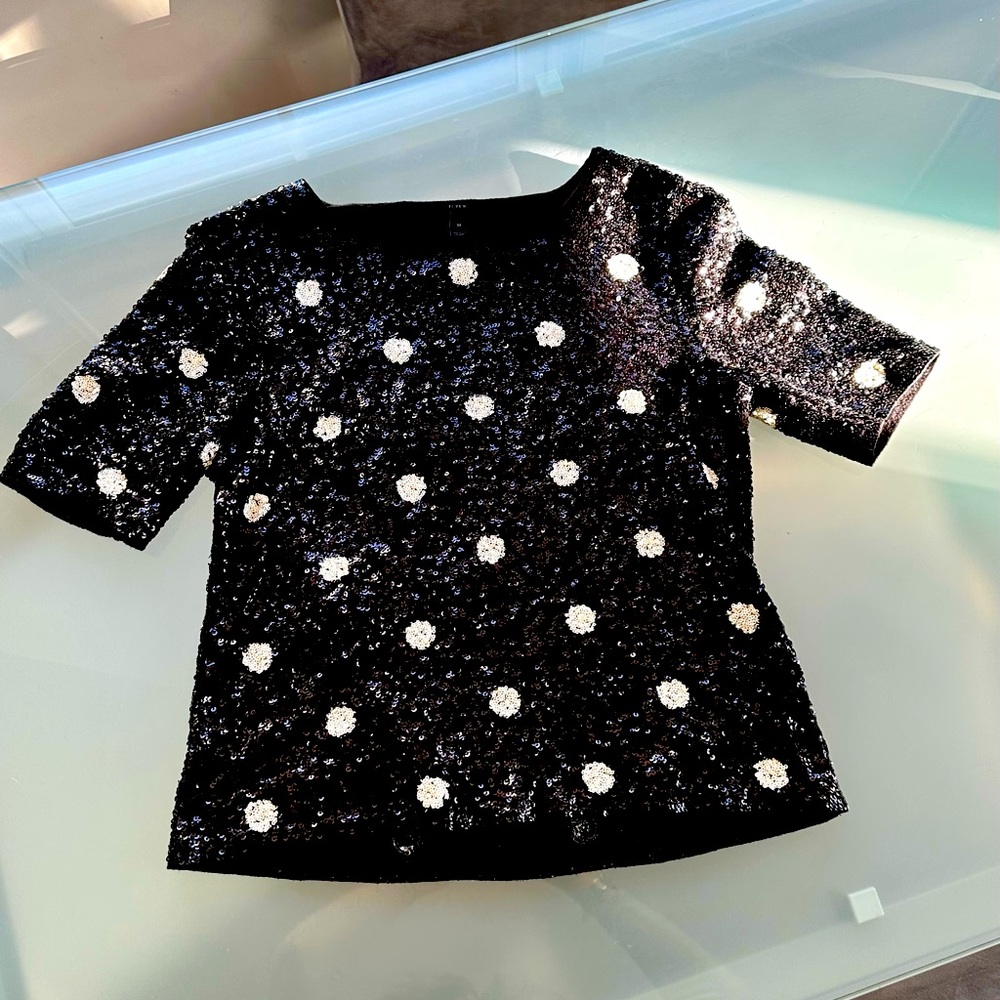 J Crew sequin polka dot shirt